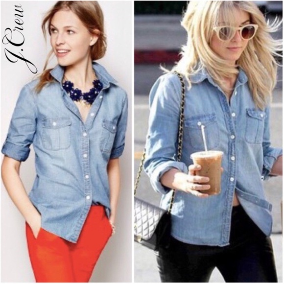 J. Crew Tops - J. Crew Classic Chambray Shirt in Perfect Fit - S